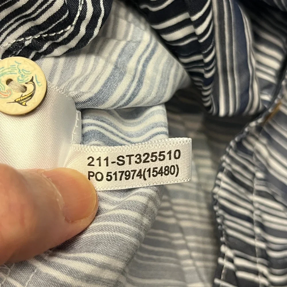 Tommy Bahama Shirt Mens XL Blue Coconut Point Ombre Striped Button Down Short